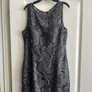 Adrianna Papell Gray Lace Illusion Mini Dress Size 10